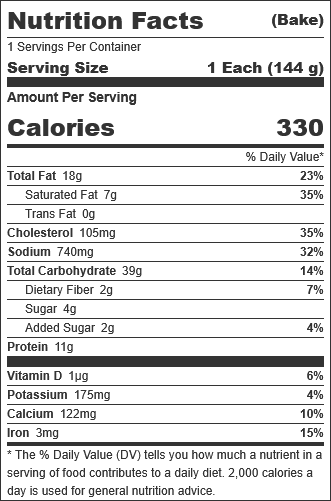 KITCHN by Sweet Street, Roasted Tomato & Feta Manifesto Savory Xangos, 5.07 oz (24 Per Case) nutrition