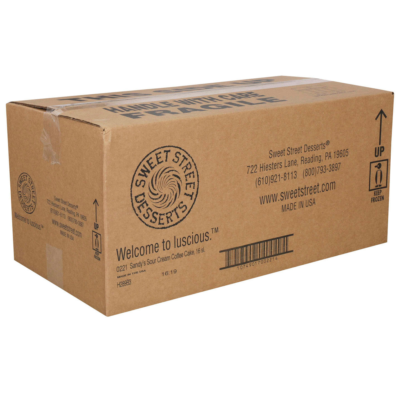 Sandy's Sour Cream Coffee Cake –Unsliced (4 Cakes, 16 Servings Each)