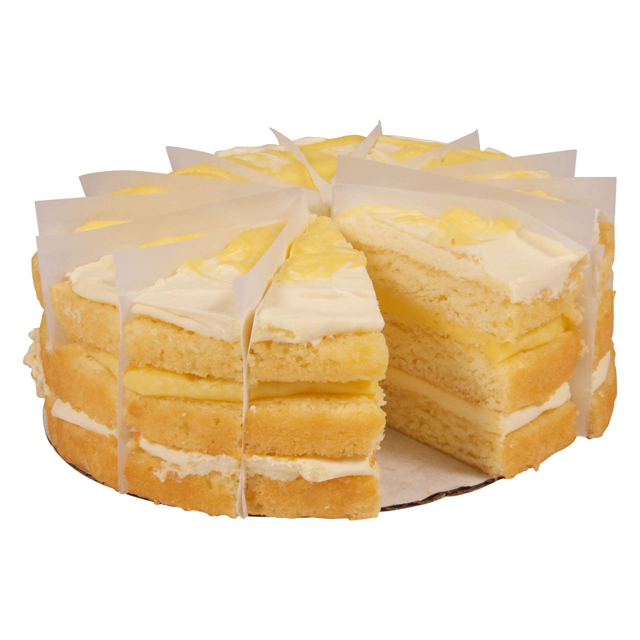 3 Layer Iced Lemonade with Lemon Curd Cake – 28 Slices (2 Cakes, 14 Slices Each)