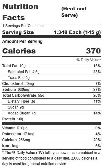 KITCHN by Sweet Street, Baked Pizza Pretzel Braid, 5.12 oz (48 Per Case) nutrition