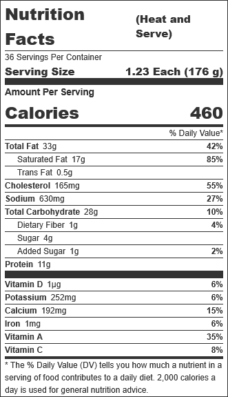 KITCHN by Sweet Street, Spinach & Artichoke Quiche, 3.43 Pound (4 Per Case) nutrition