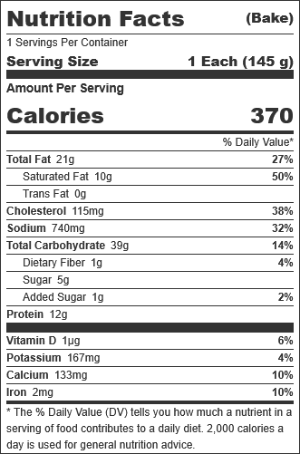 KITCHN by Sweet Street, Mediterranean Manifesto Savory Xangos, 5.1 oz (24 Per Case) nutrition